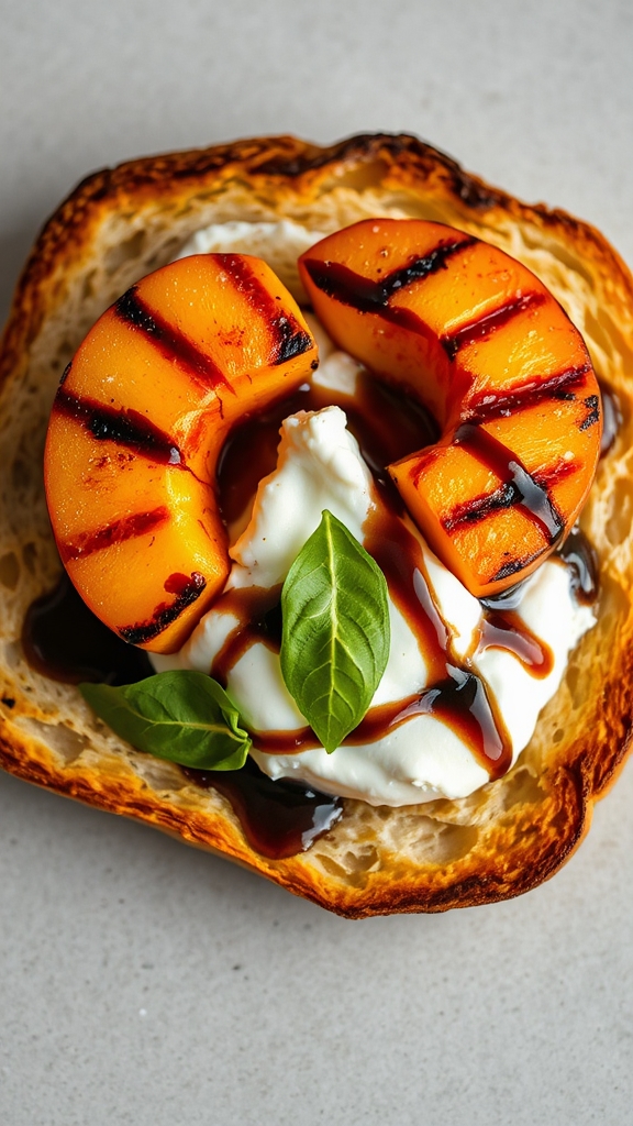 grilled peach burrata toast