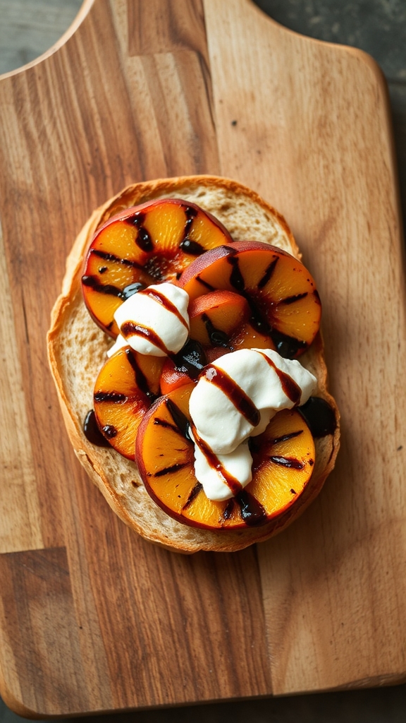 grilled peach burrata toast