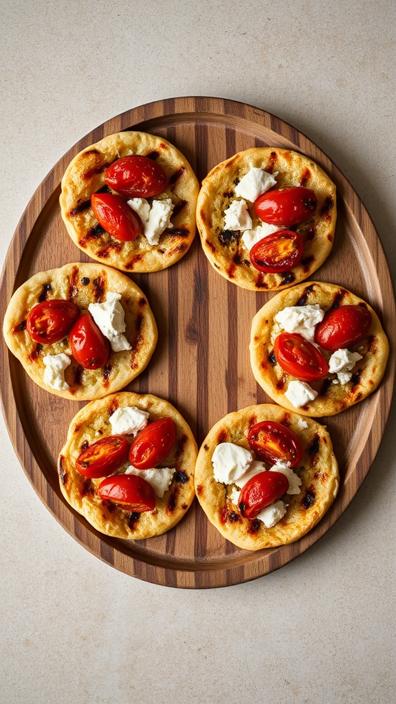 grilled tomato feta pizzettes