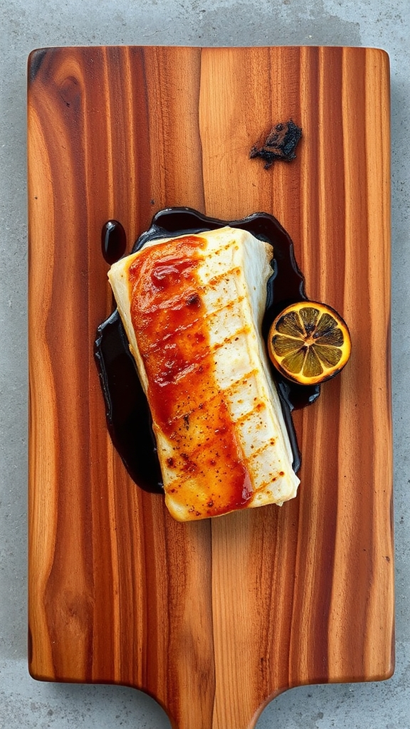 halibut with soy miso glaze