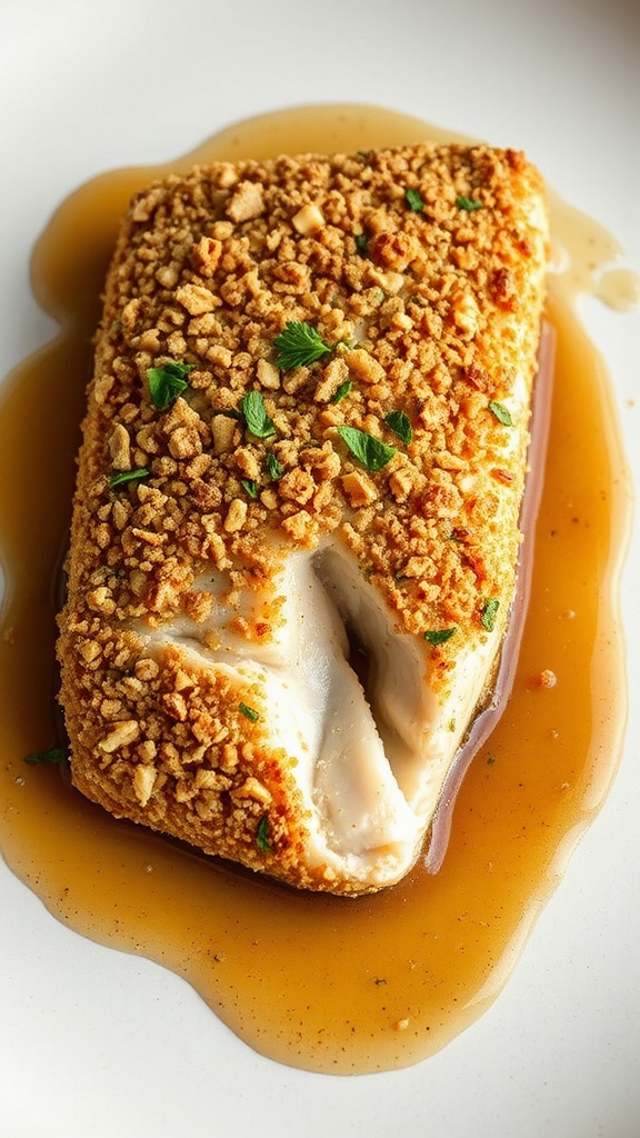 hazelnut crusted halibut delight
