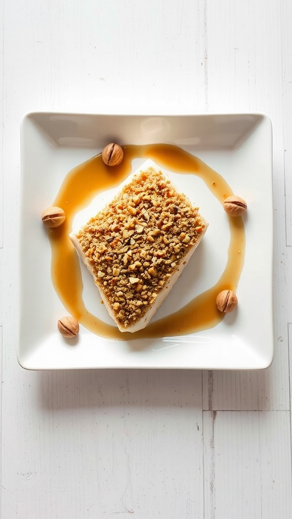 hazelnut crusted halibut dish