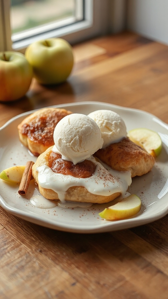 ice cream enhances apple dumplings