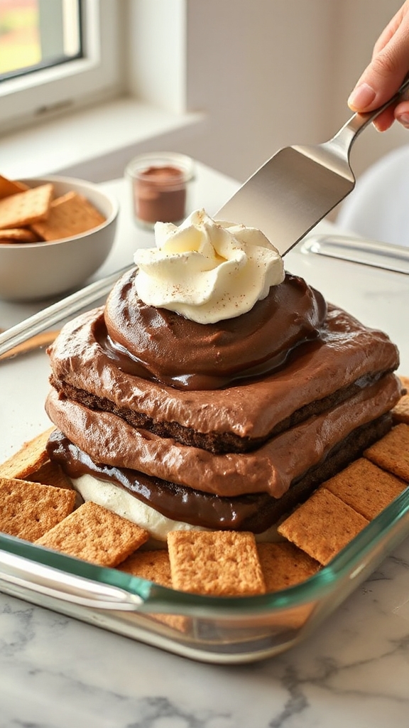 indulgent no bake layering assembly