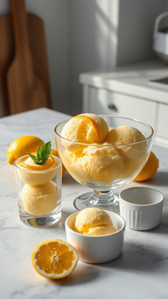 infused lemon sorbet variations
