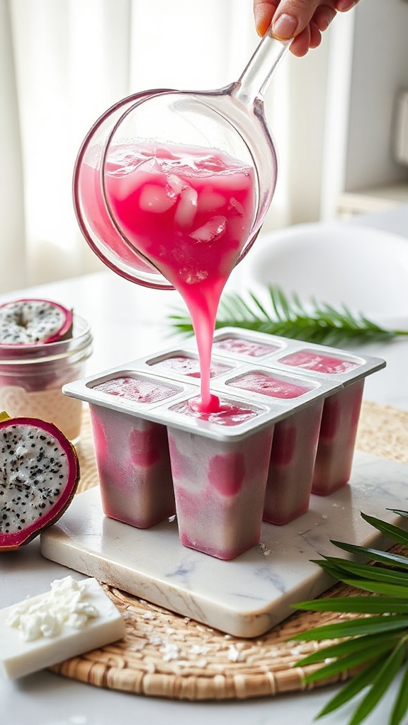 infused pink coconut popsicles