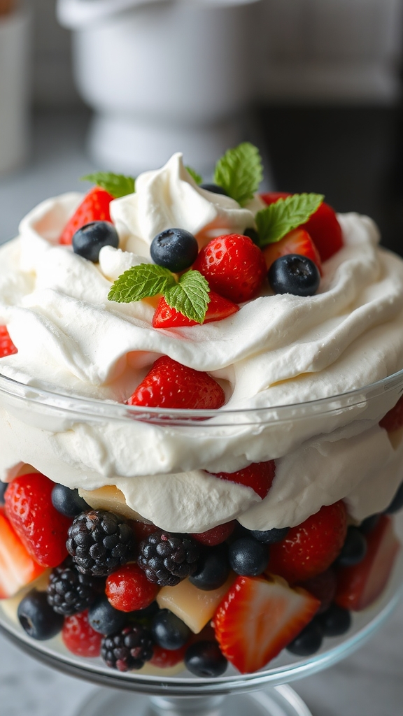 layered berry custard trifle