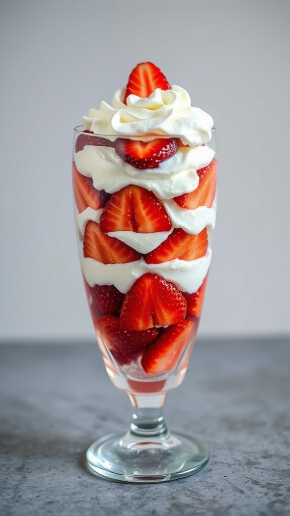 layered strawberry cream parfait