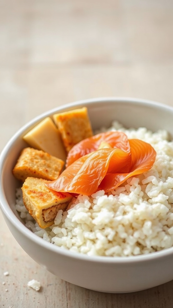 layered sushi rice breakfast