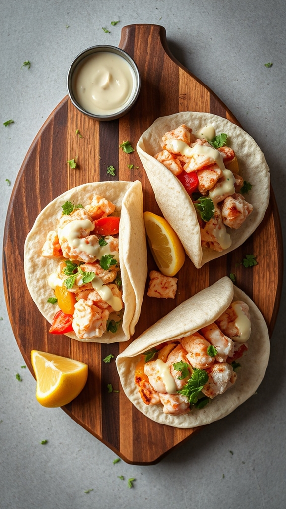 lemon aioli lobster tacos