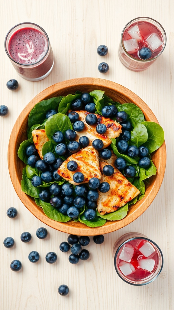 maine blueberry spinach bowl
