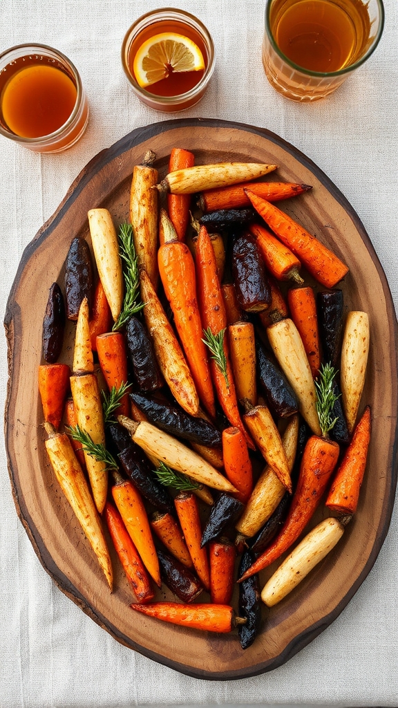 maple roasted rainbow root vegetables