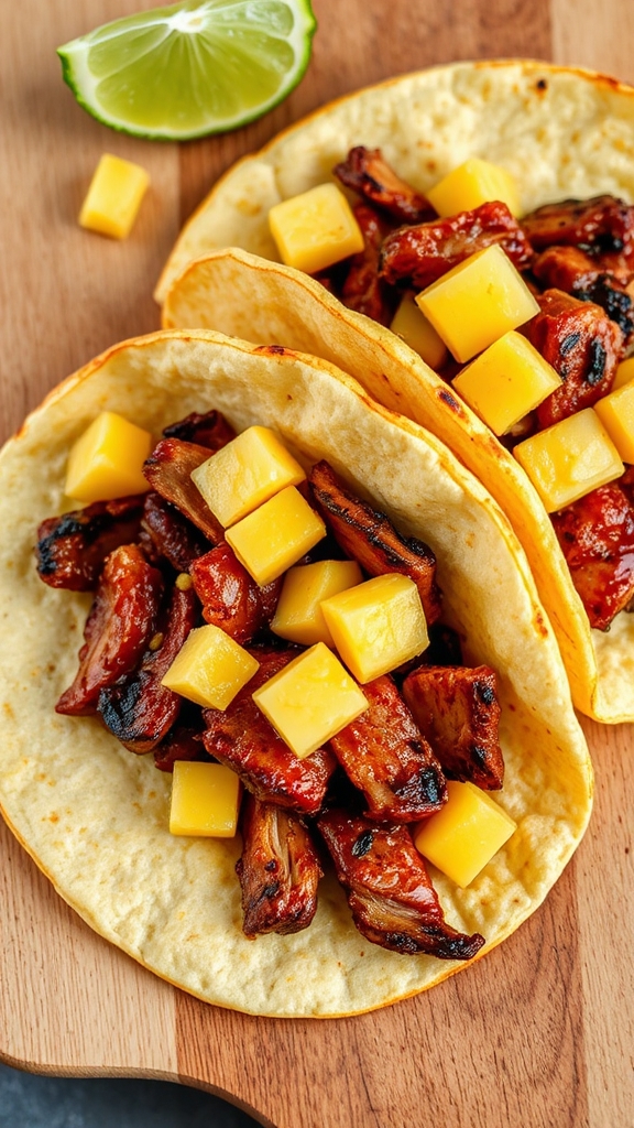 marinated pineapple pork tacos