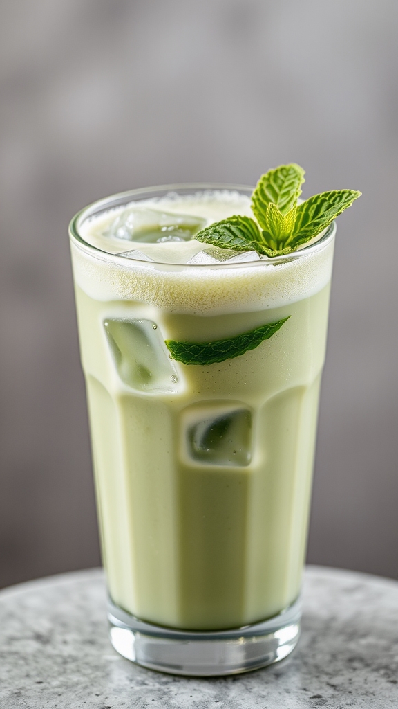 matcha mint iced latte