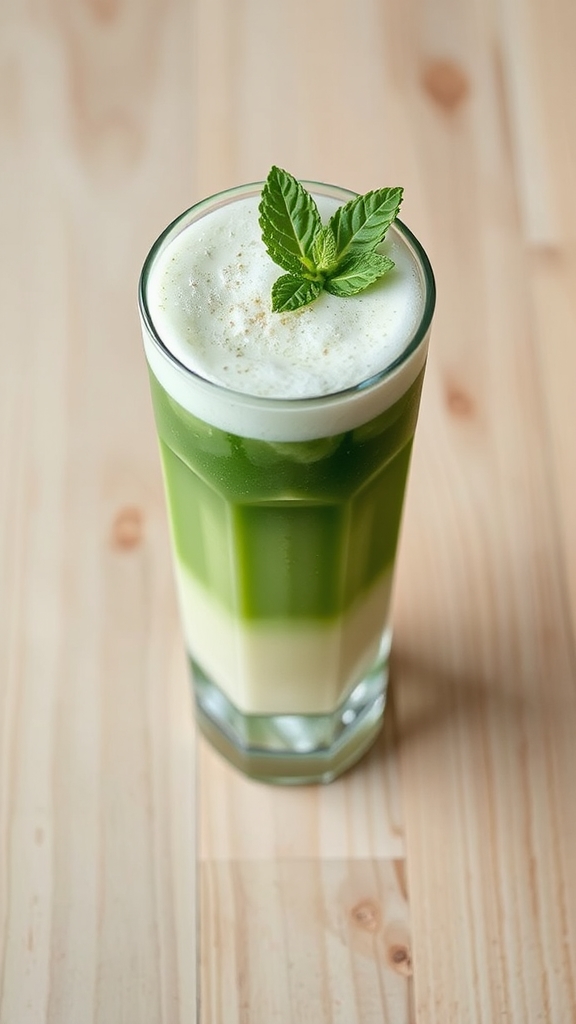 matcha mint iced latte