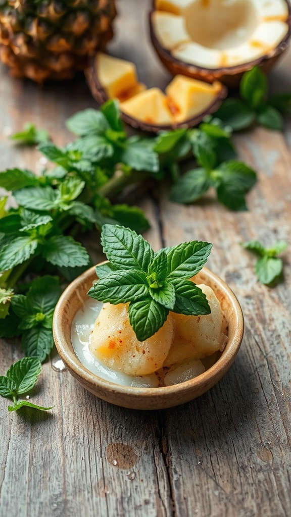 mint garnish elevates sorbet