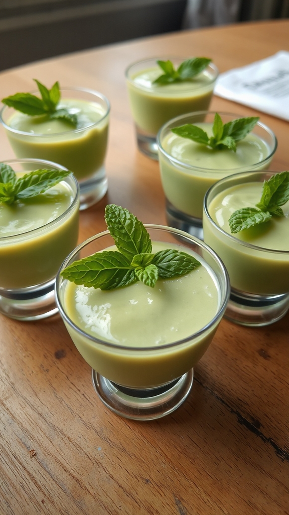 mint garnish enhances dessert