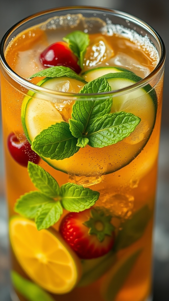 mint ginger cucumber berries