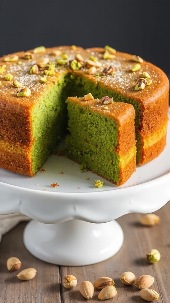 moist green pistachio cake