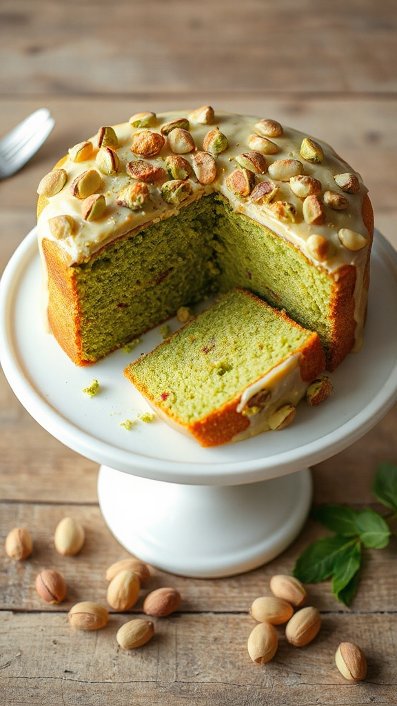moist green pistachio cake