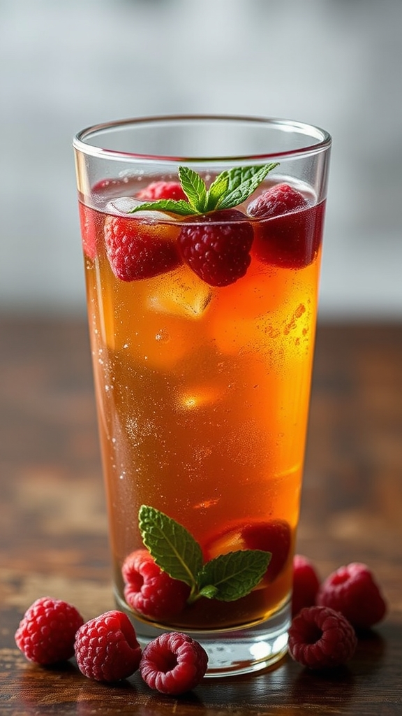 muddled berry whiskey spritzer