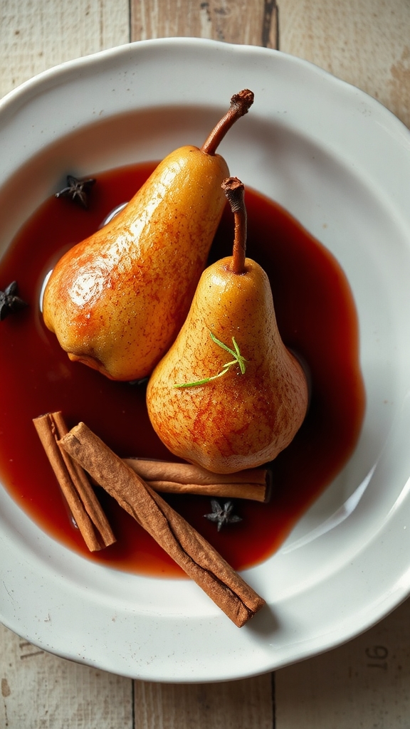 mulled wine poached pears