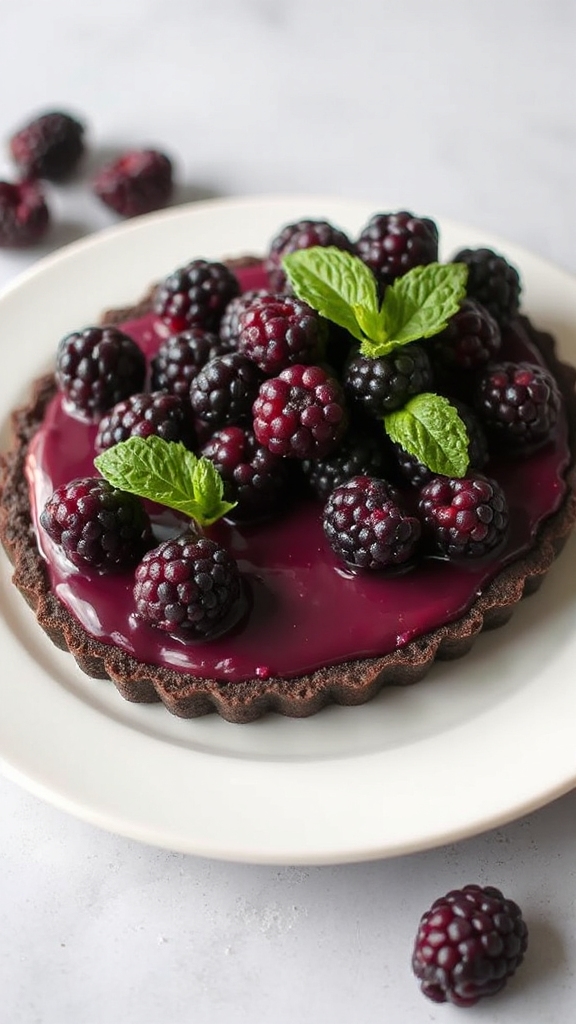 no bake blackberry oreo tart