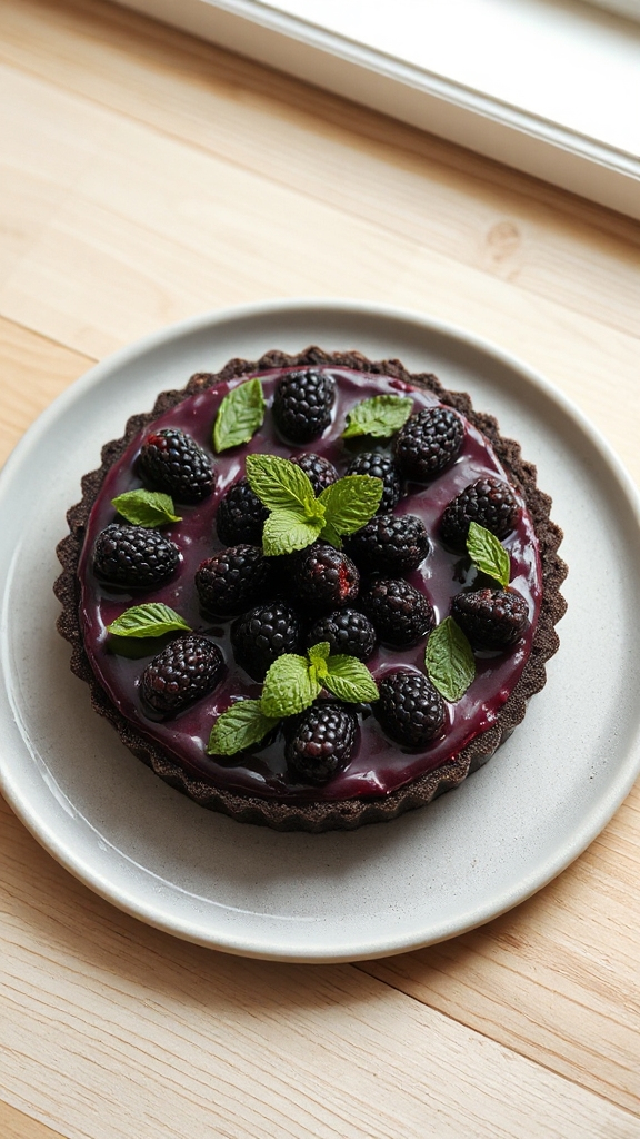 no bake blackberry oreo tart