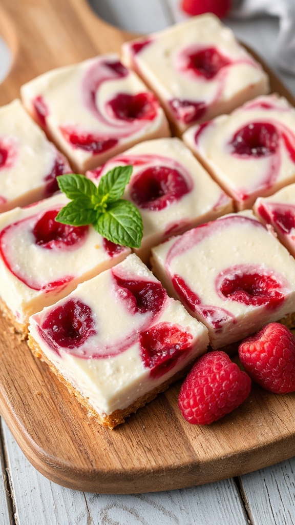 no bake raspberry cheesecake squares