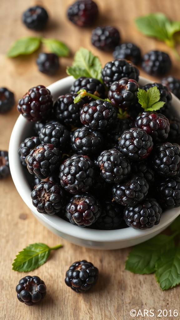 nutritious ripe summer blackberries