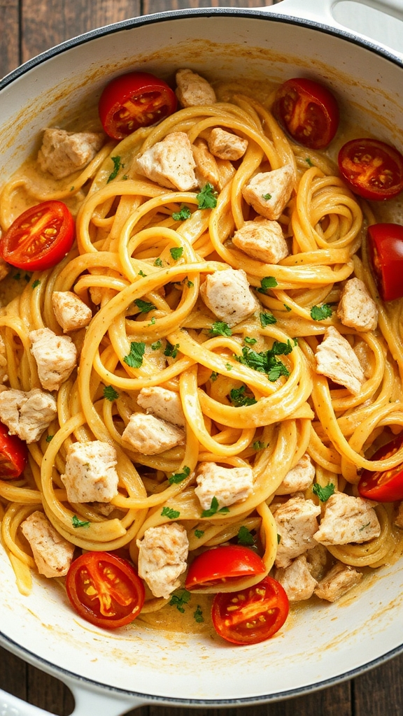 one pot creamy chicken tetrazzini
