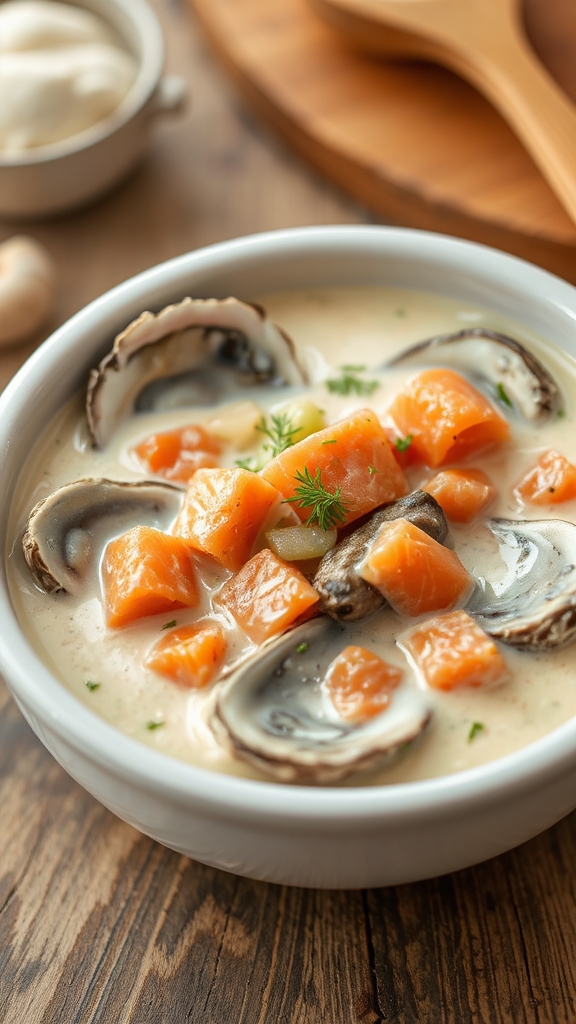 oyster stew with cornmeal