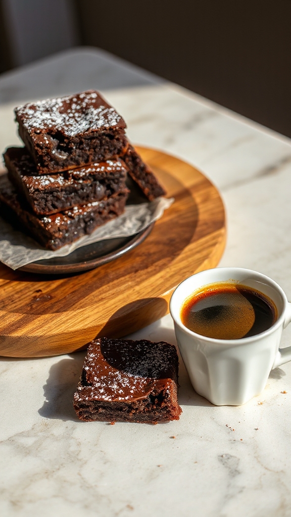 pair zucchini brownies with coffee