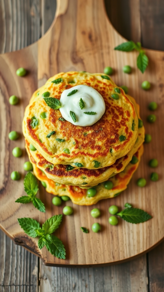 pea mint yogurt pancakes