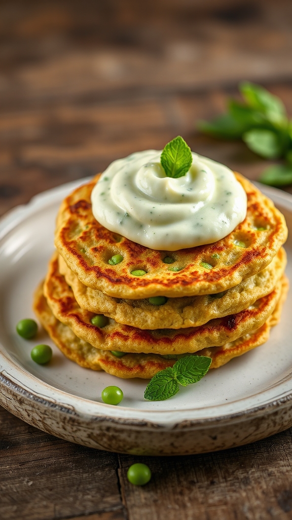 pea pancakes with mint