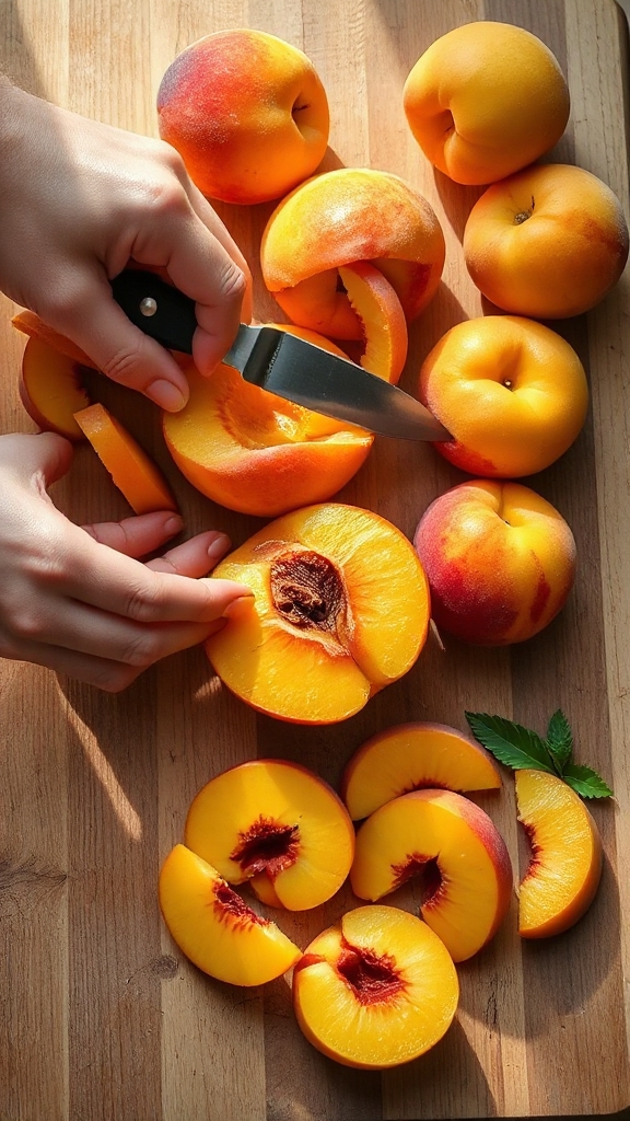 peach peeling and slicing