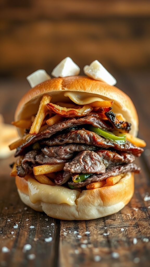 philly cheesesteak poutine mashup