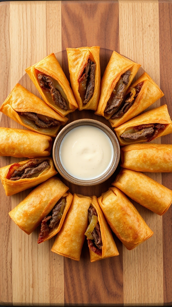 philly cheesesteak wonton rolls