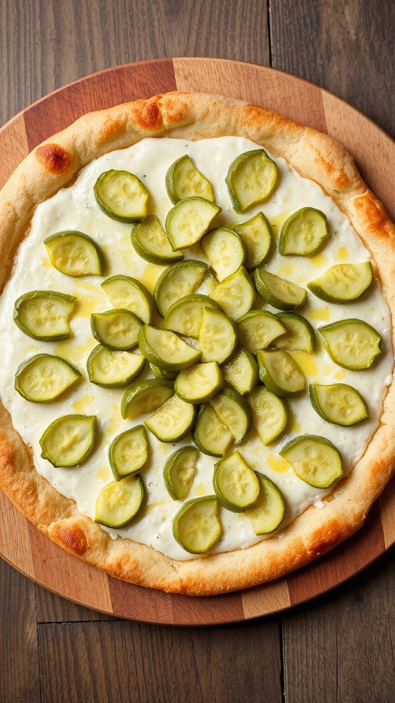 pickle topped bianca pizza
