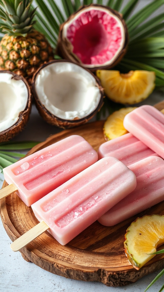 pink coconut water pops
