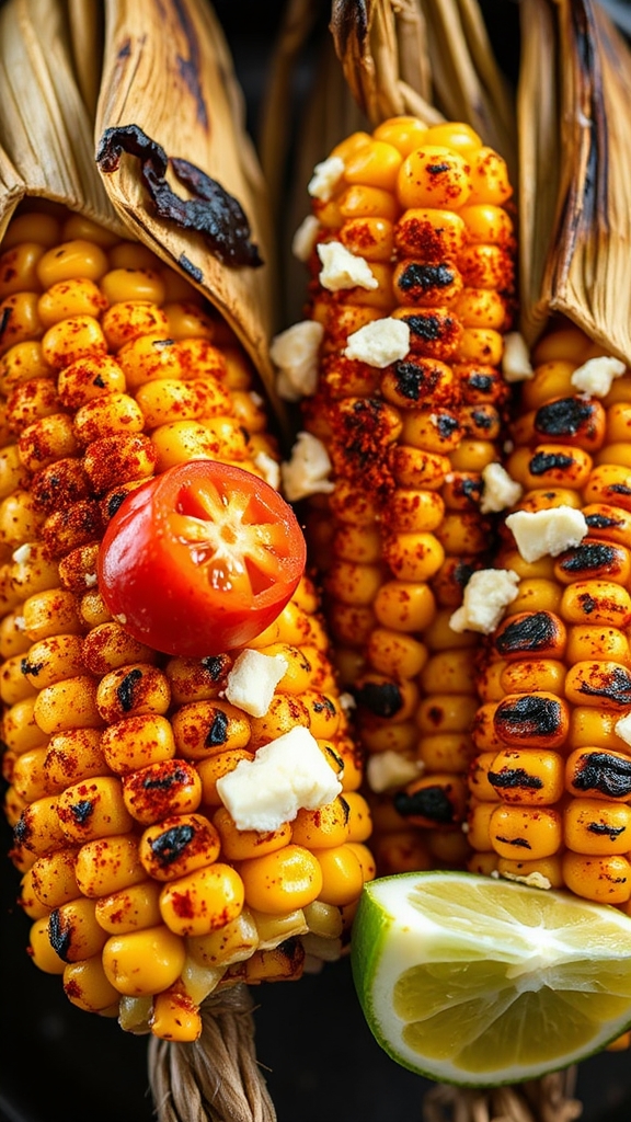 plump sweet corn grilling