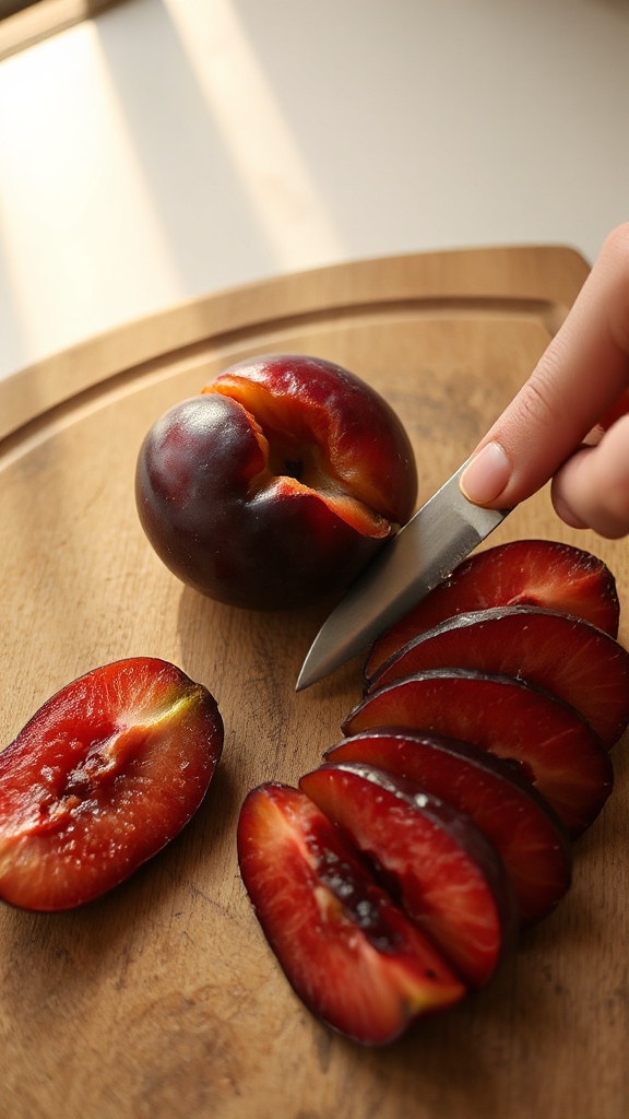 precise plum peeling slicing