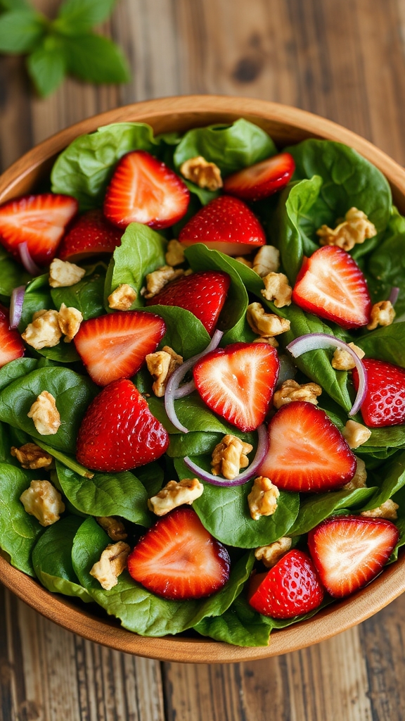 prepare strawberry spinach salad