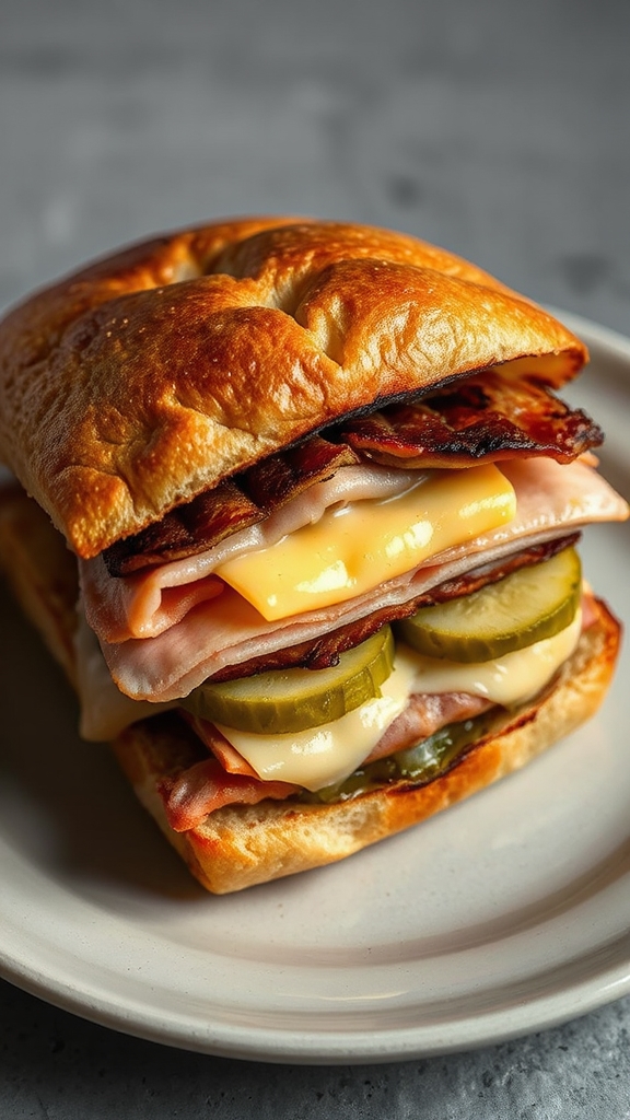 press layered cuban sandwich