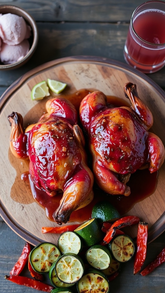 prickly pear glazed quail