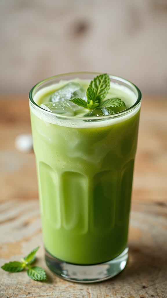 refreshing matcha mint latte