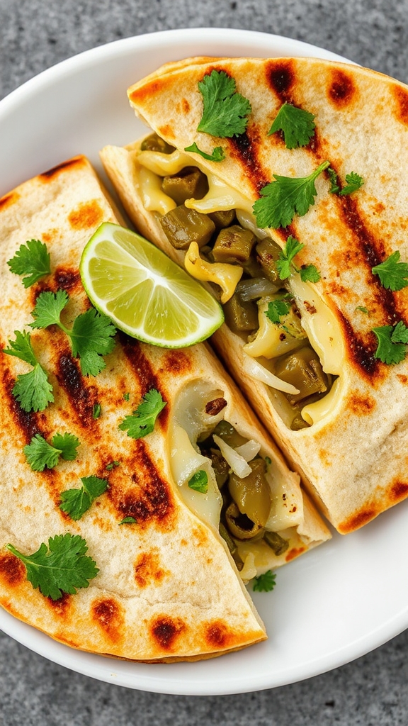 roasted hatch chile quesadillas