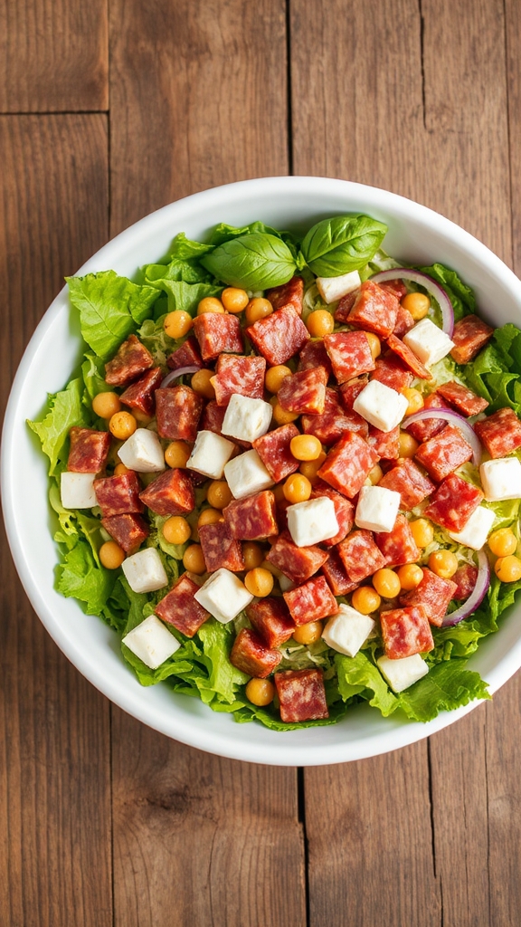 salami mozzarella chickpeas romaine