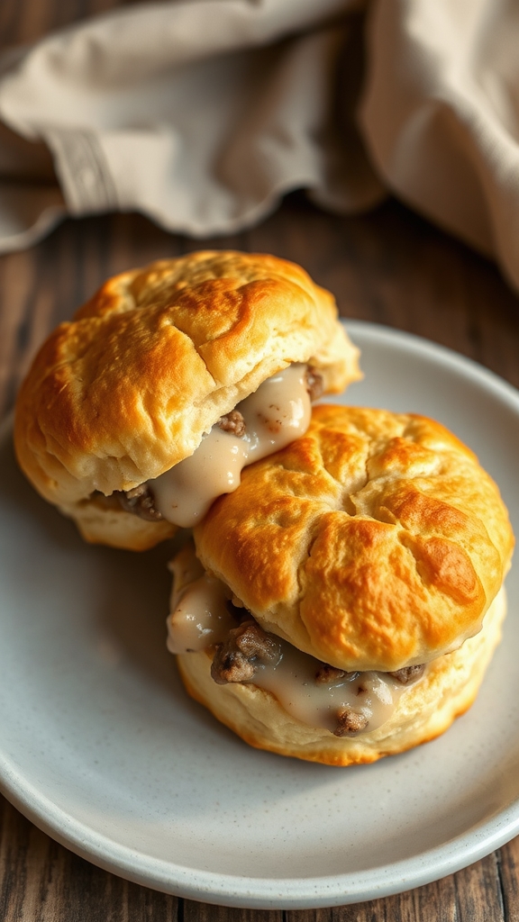 sausage gravy stuffed biscuits