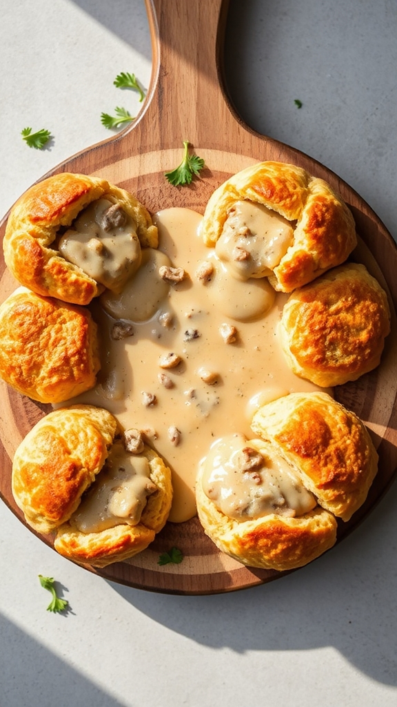 sausage gravy stuffed biscuits